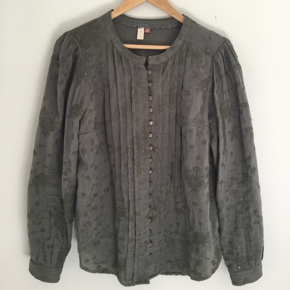 Pilcro & the Letterpress Green Embroidered Blouse is New w/o Tags! Women’s Small - Picture 1 of 5